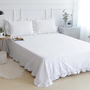 Conjunto de Lençóis de Algodão Branco com Bainha Frisada 100% Sedoso - Casa Saintelle