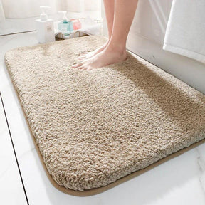 Tapete de Banho de Fibra de Felpa Super Grosso e Confortável - Absorvente e Antiderrapante - Cáqui - Casa Saintelle