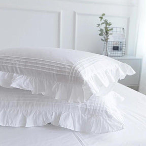 Conjunto de Lençóis de Algodão Branco com Bainha Frisada 100% Sedoso - Casa Saintelle