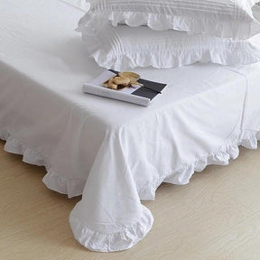 Conjunto de Lençóis de Algodão Branco com Bainha Frisada 100% Sedoso - Casa Saintelle